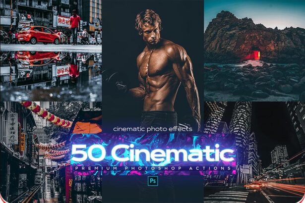 50 Cinematic Photoshop Actions Free Presets Preview