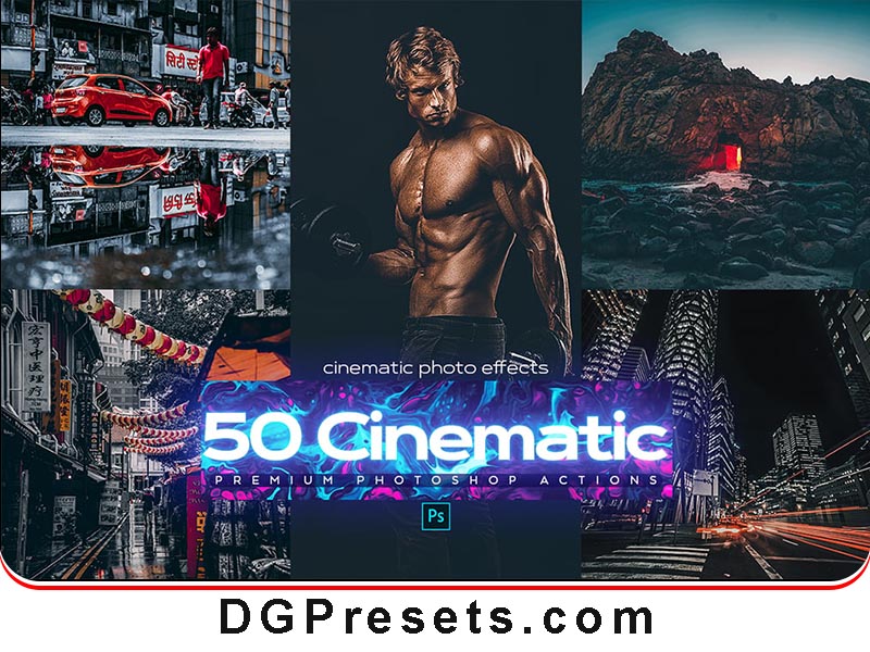 50 Cinematic Photoshop Actions Free Presets Preview