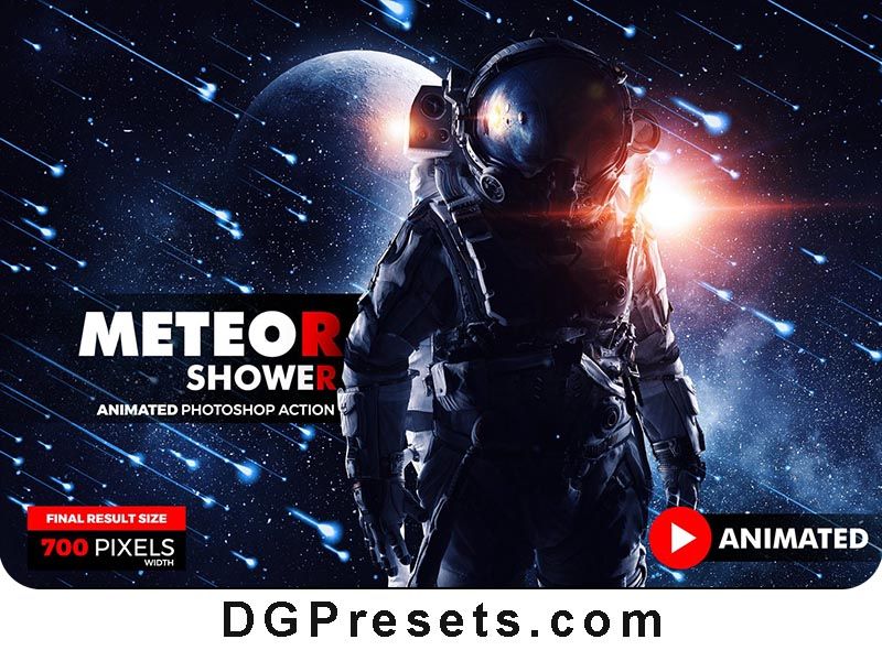 Animated Meteor Shower Photoshop Action Free Presets Preview