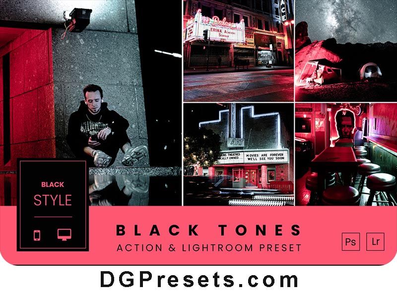 Black Tones Photoshop Action and Lightroom Preset Free Download Preview