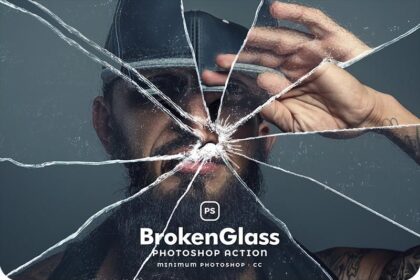 Broken Glass Photoshop Action Free Download Preview