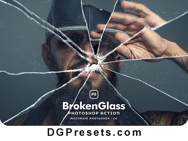 Broken Glass Photoshop Action Free Download Preview