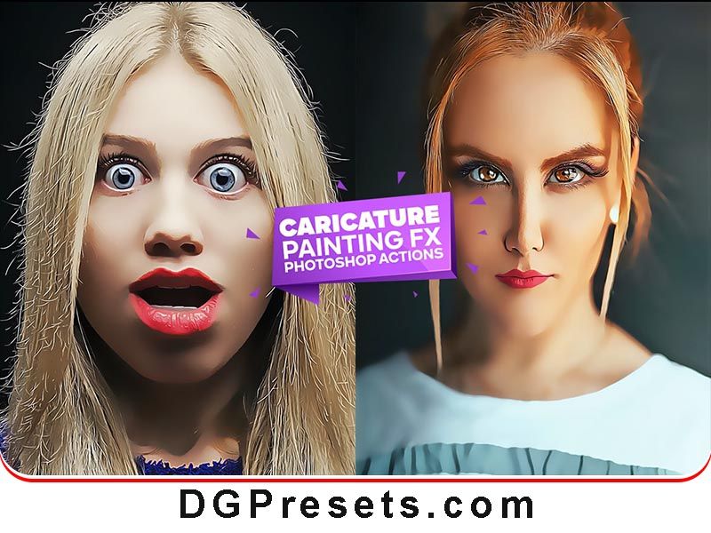 Caricature Photoshop Action Free Presets Preview