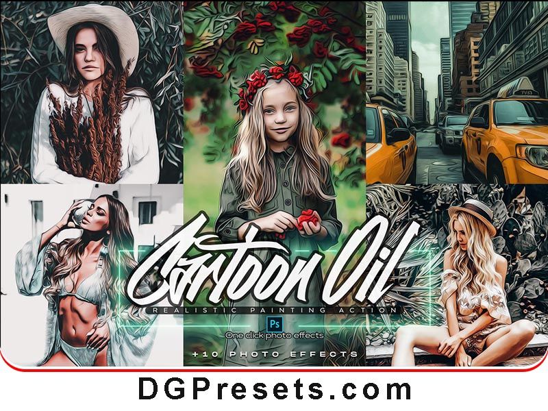 Cartoon Oil Photoshop Action 10 Photo Effects FREE Preview