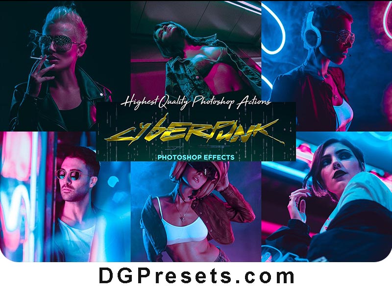 Cyberpunk PRO Photoshop Actions Free Presets Preview