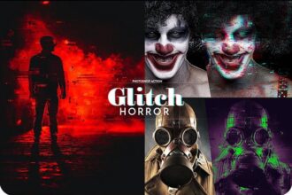 Horror Glitch Photoshop Action Free Presets Preview