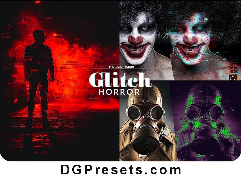 Horror Glitch Photoshop Action Free Presets Preview