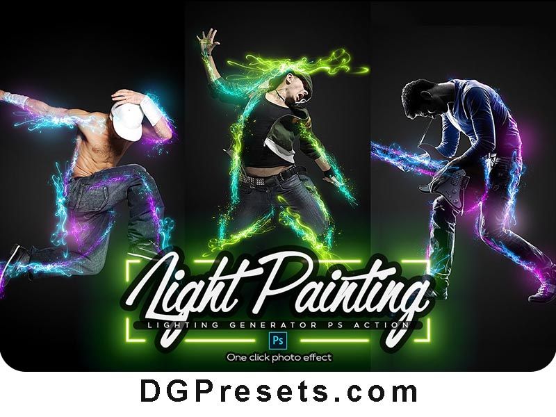 Light Painting Photoshop Action Free Presets Preview