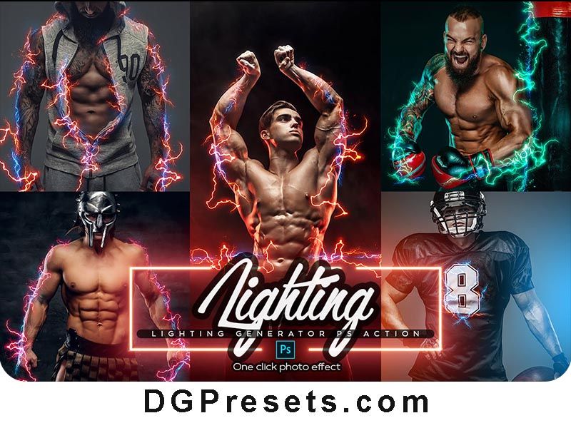 Lightning Power Photoshop Action Free Presets Preview