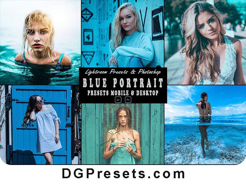 Free Blue Portrait Photoshop Action and Lightroom Presets Preview